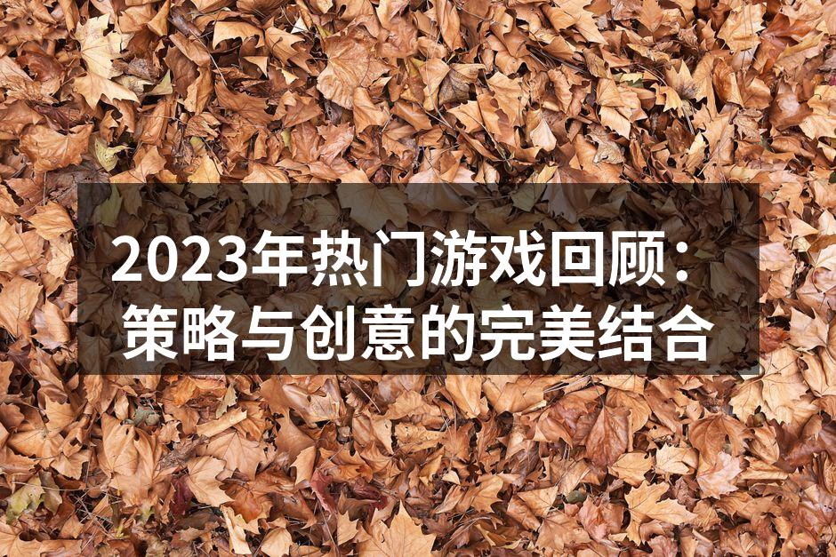 2023年热门游戏回顾：策略与创意的完美结合