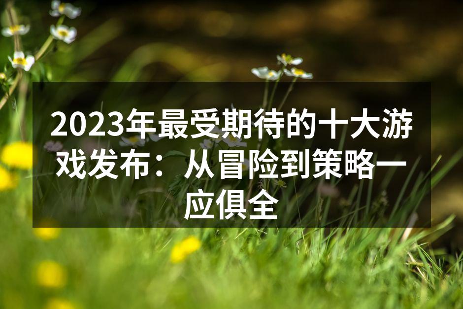 2023年最受期待的十大游戏发布：从冒险