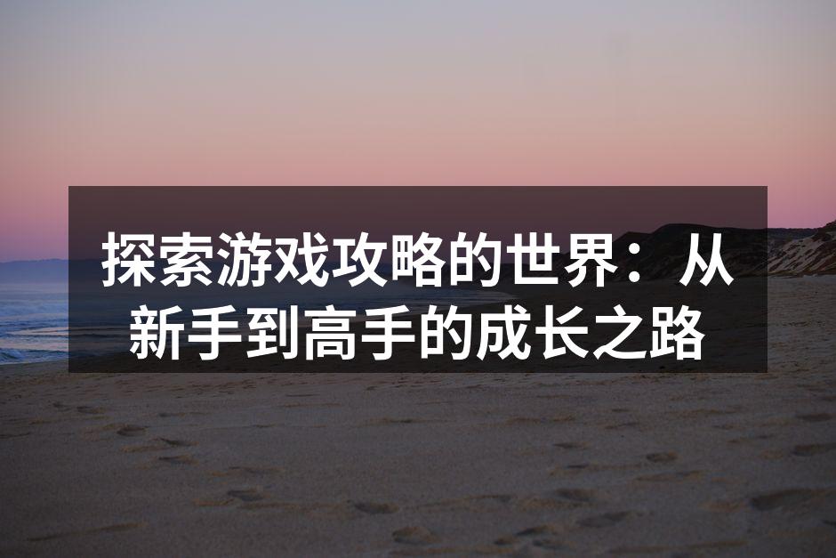 探索游戏攻略的世界：从新手到高手的成长之路
